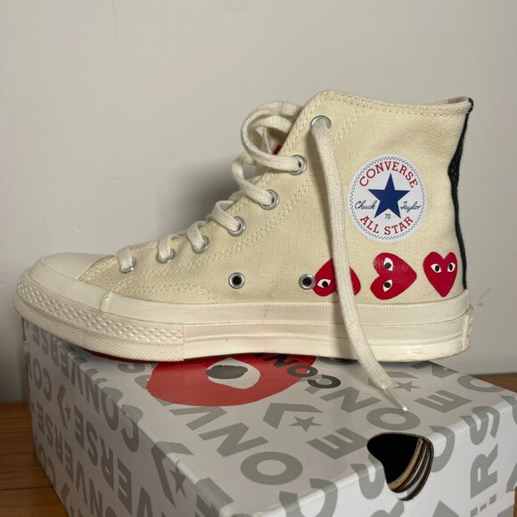 Comme des Garcons PLAY x Converse High-Top Sneakers Men's 6 / Woman's 8 - Picture 5 of 15